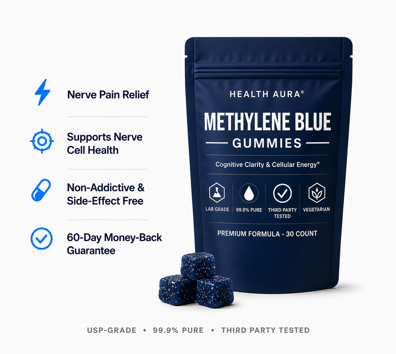 METHYLENE BLUE GUMMIES for Nerve Pain Relief.