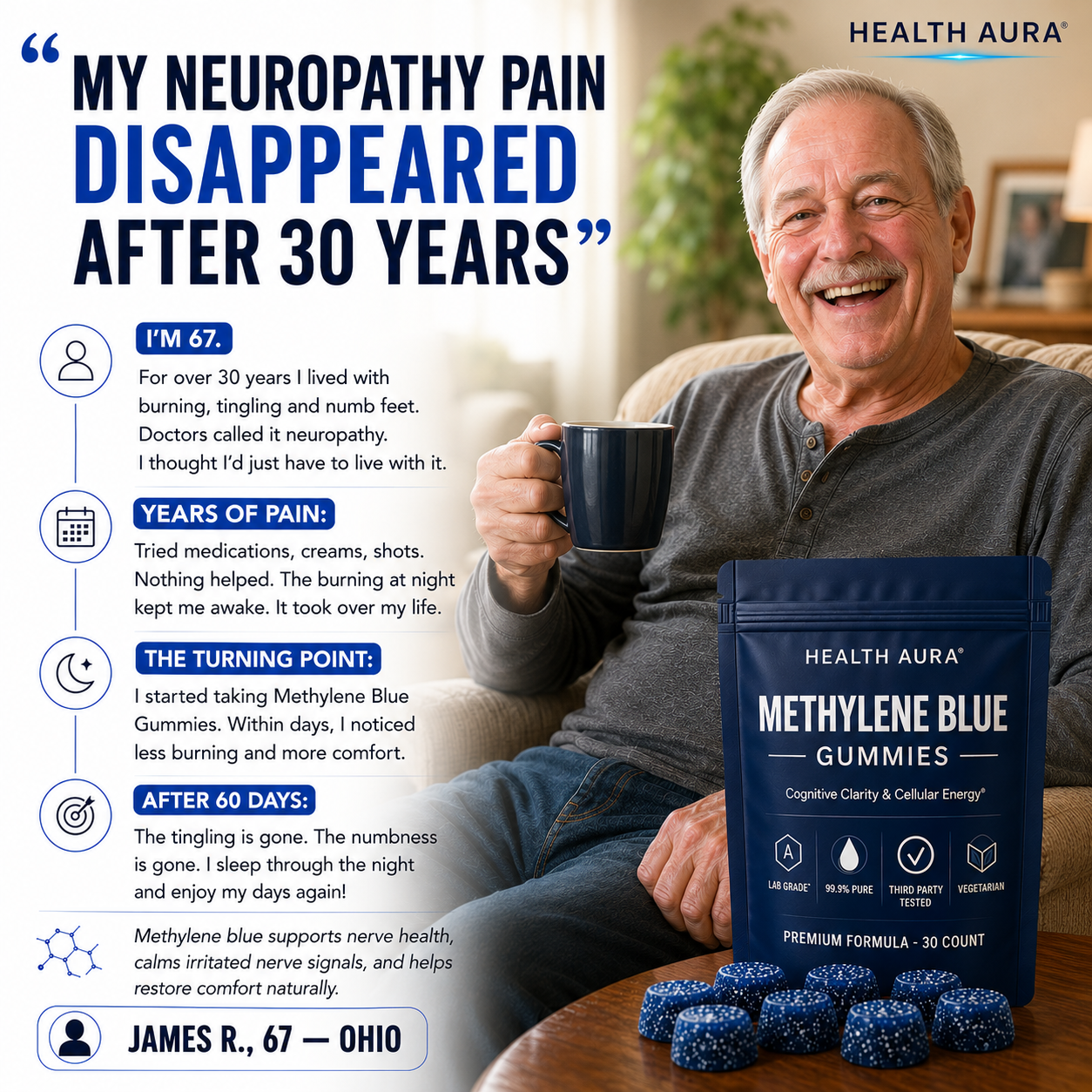 METHYLENE BLUE GUMMIES for Nerve Pain Relief.