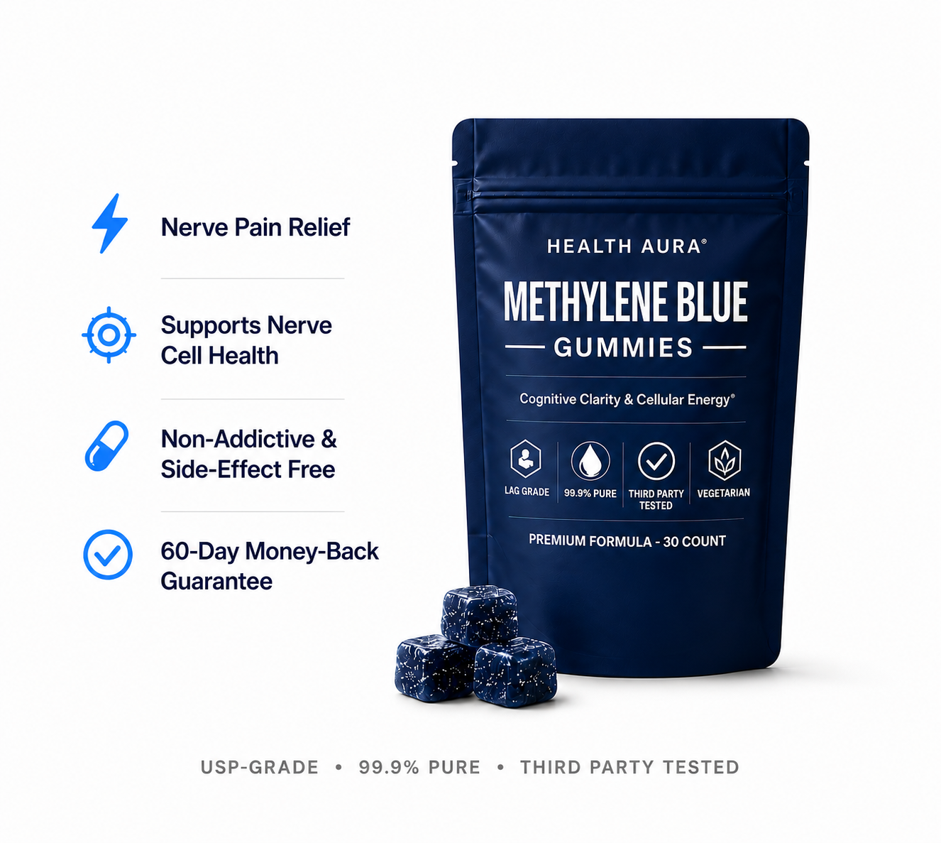 METHYLENE BLUE GUMMIES for Nerve Pain Relief.